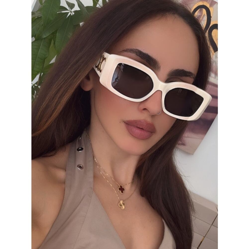 NEW Celine CL40282U Triomphe XL White Gold Sunglasses